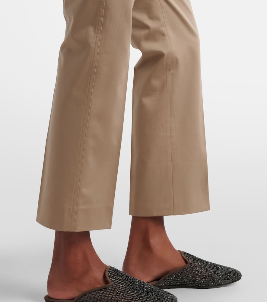 Cotton-blend cropped slim pants