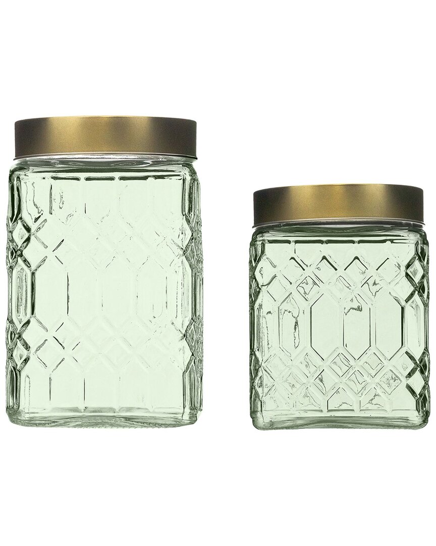 Set Of 2 Lenox Textured Graduated Glass Canisters