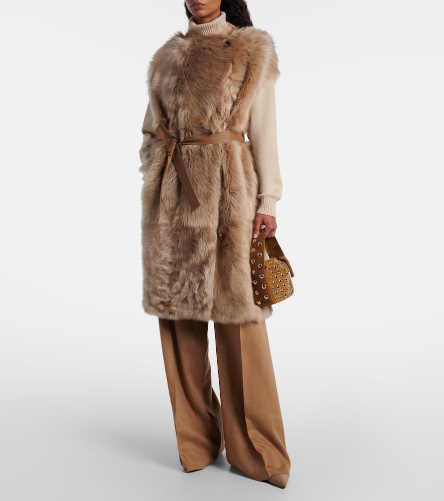 Reversible shearling coat