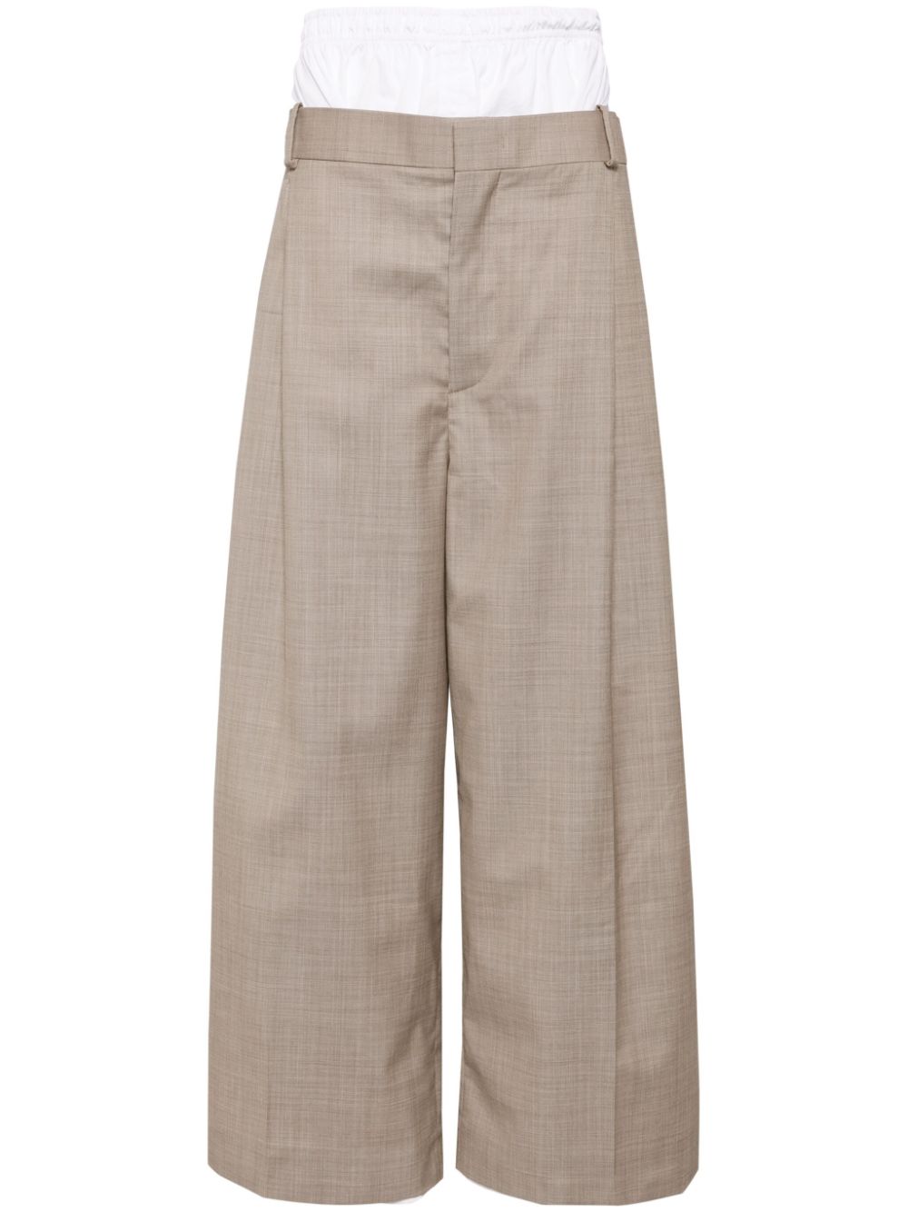 Layered wide-leg trousers - Neutrals