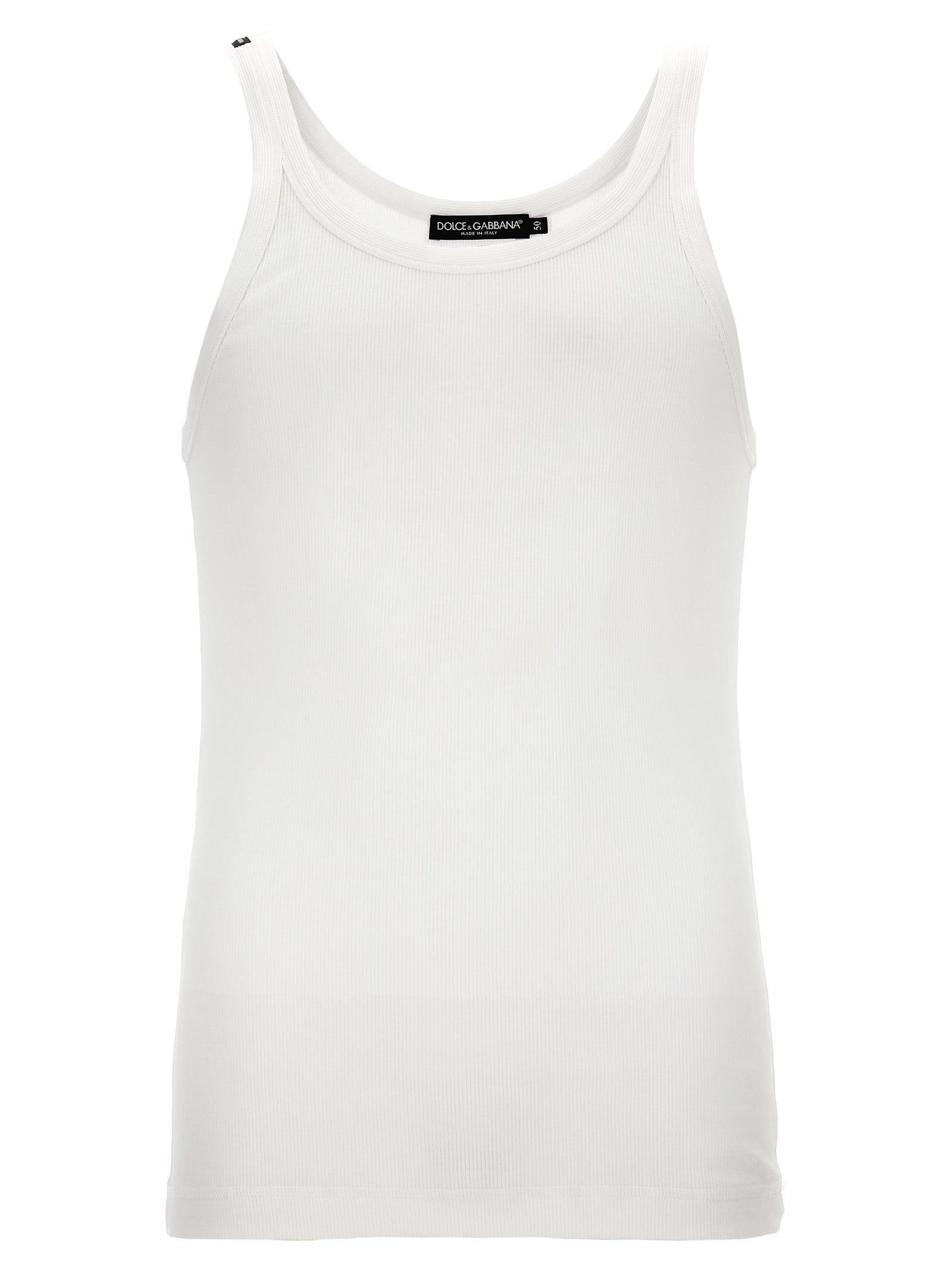 Ribbed Cotton Tank Top — White
