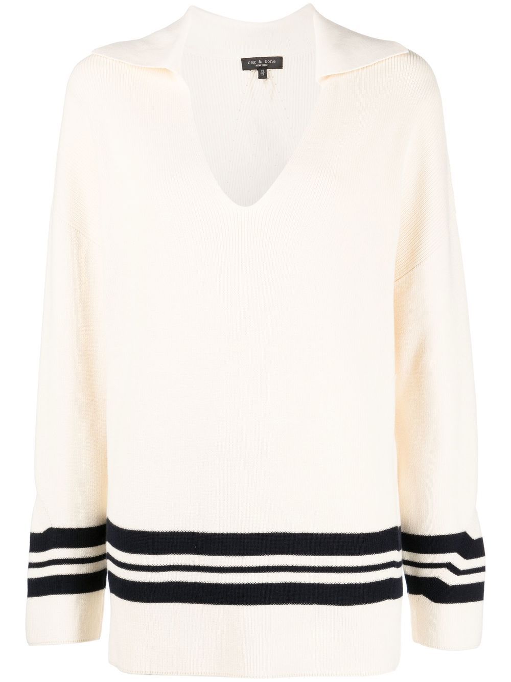 Stripe-trim oversized jumper