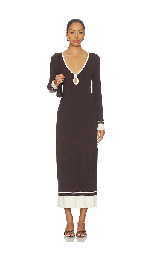 Onia Linen Tencel Maxi Dress in Brown,White. M. Also in