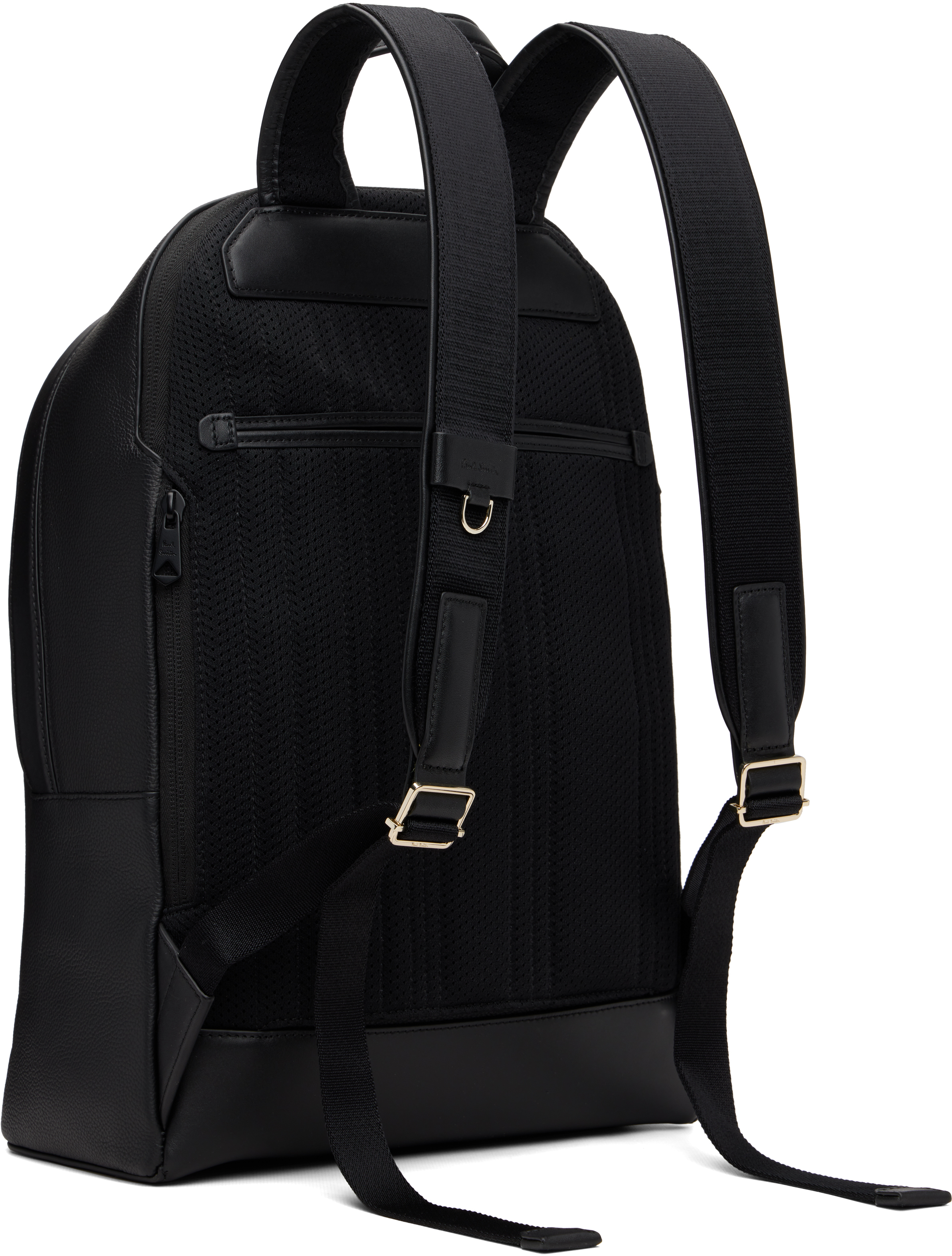 Black Leather 'Signature Stripe' Trim Backpack