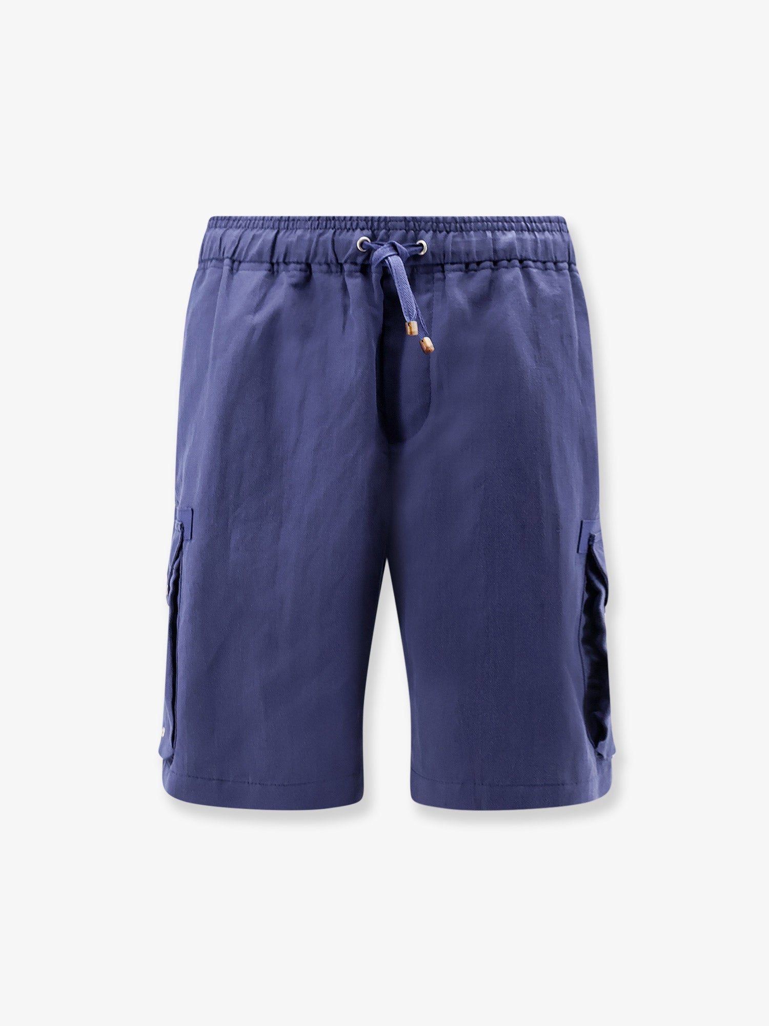 Linen-Cotton Cargo Cargo Shorts — Blue