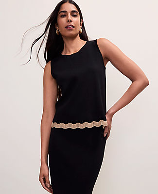 Ann Taylor Petite Metallic Trim Sweater Shell Top