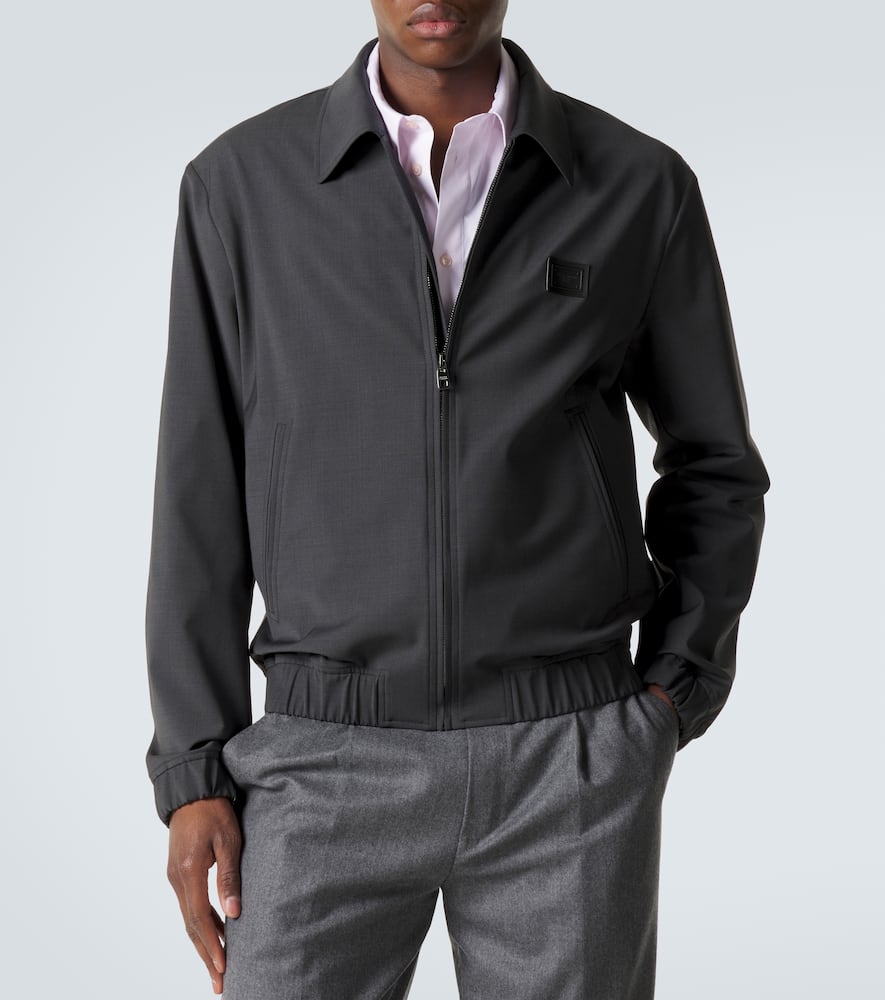 Logo wool-blend blouson jacket