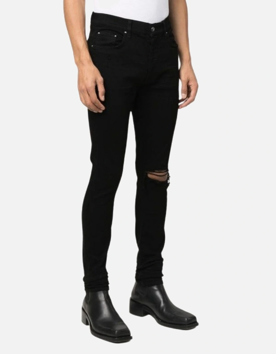 Men's Amiri Slim Fit Broken Ripped Black Denim Jeans - Size: 30/32