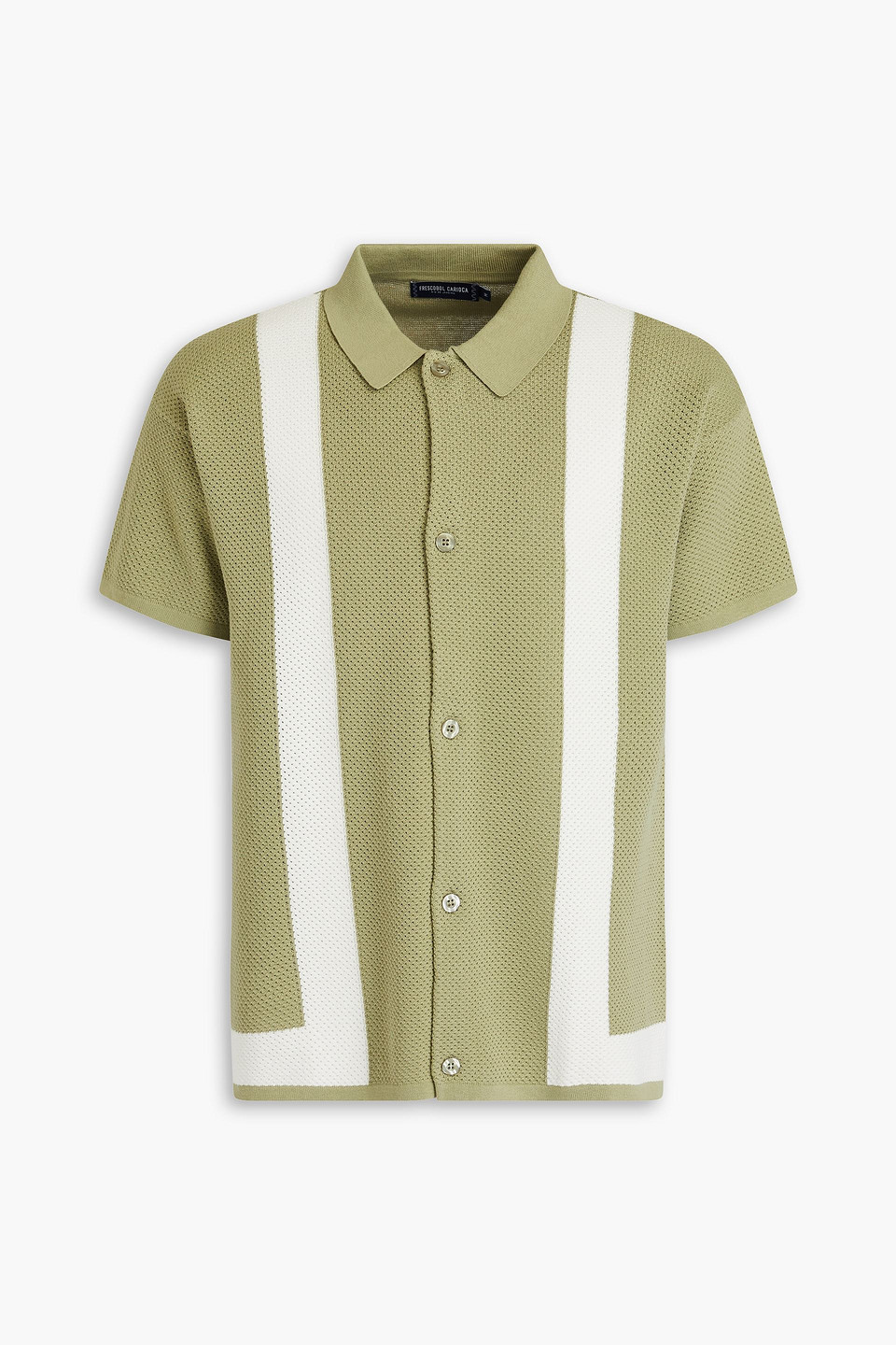 Barretos striped pointelle-knit cotton shirt - Green - L