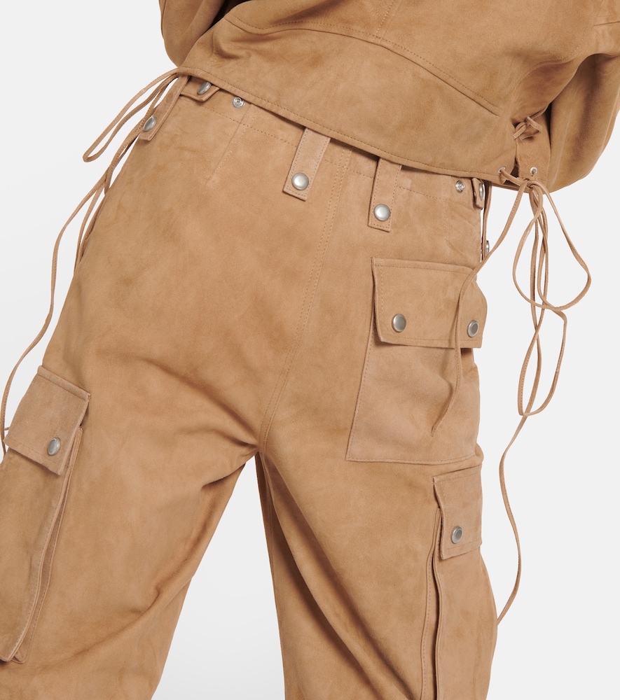 Suede cargo pants