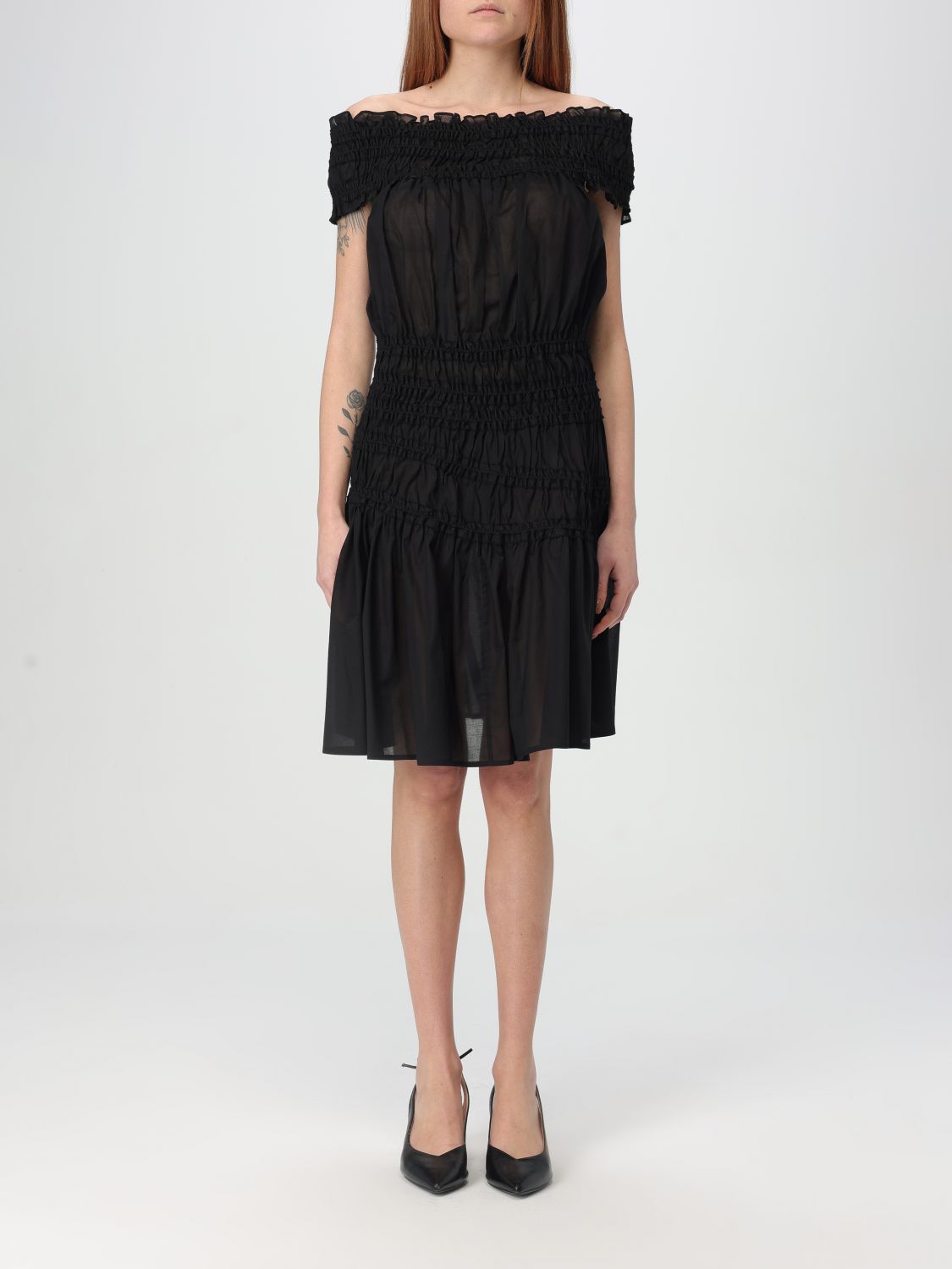 Off-shoulder ruffled dress - Black