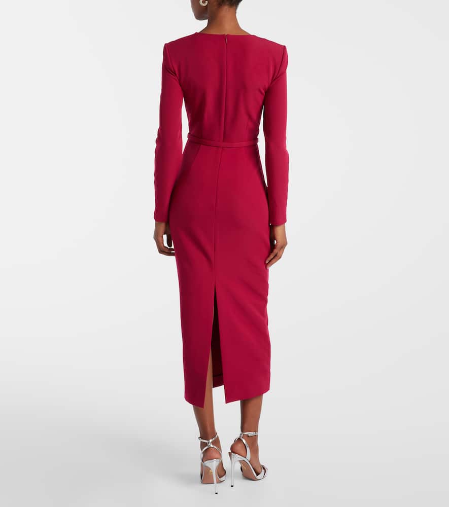 Belted crêpe midi dress