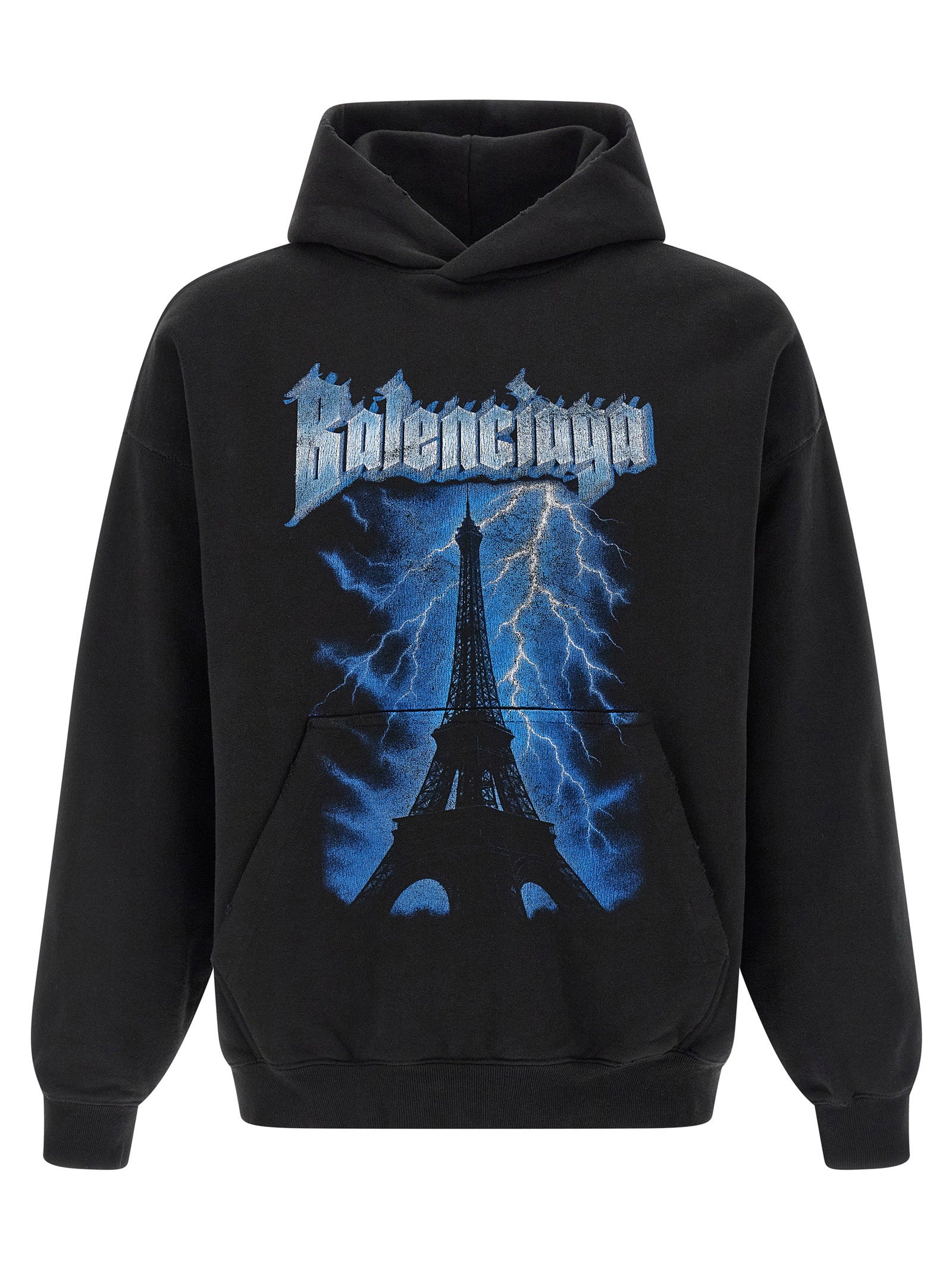 Paris Thunderstorm Graphic Hoodie — Black