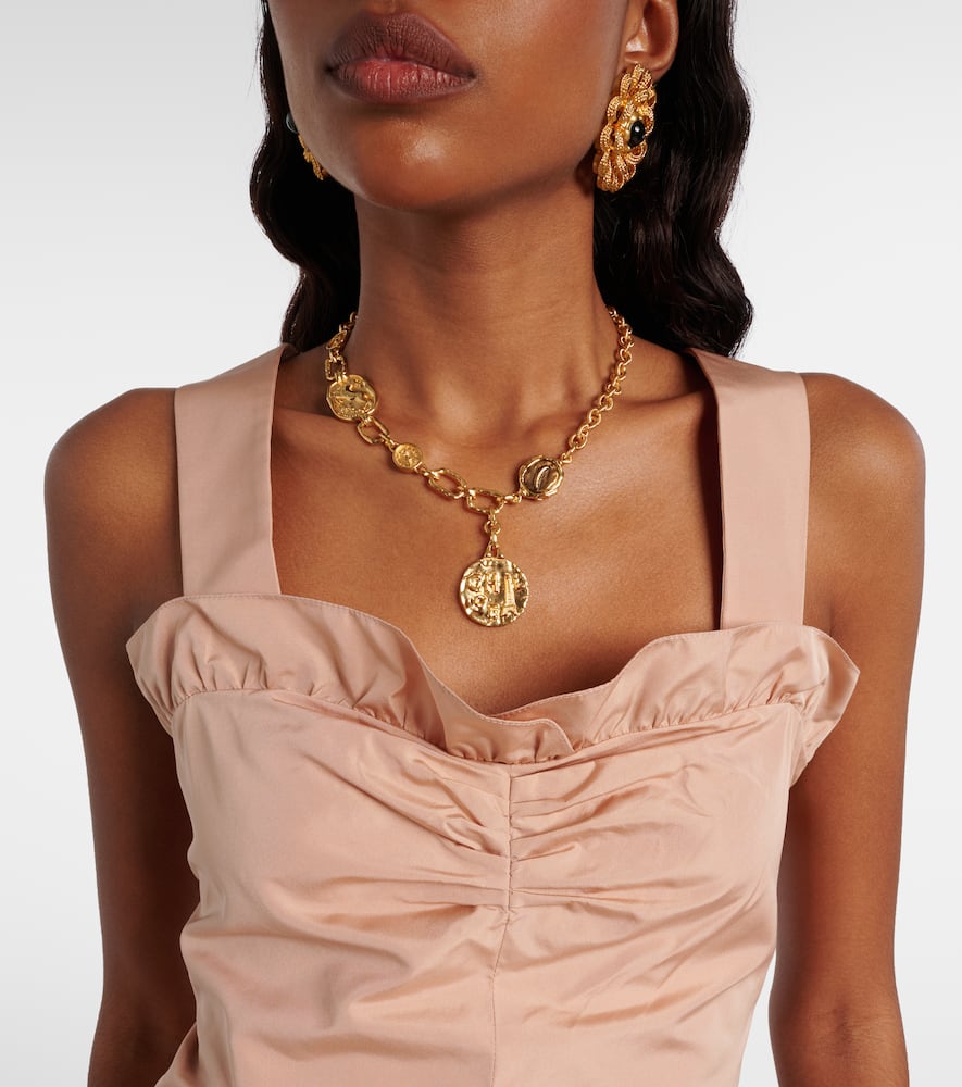 Chloé Gathered ruffled taffeta crop top