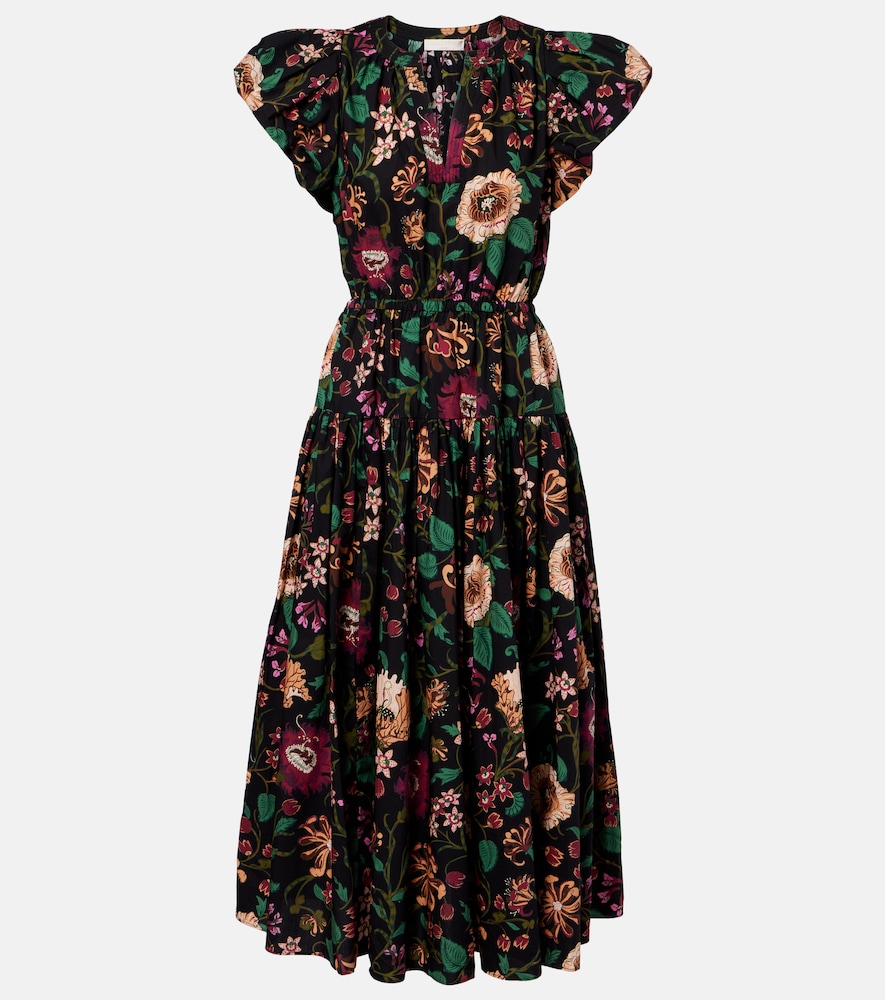 Marin floral cotton poplin midi dress