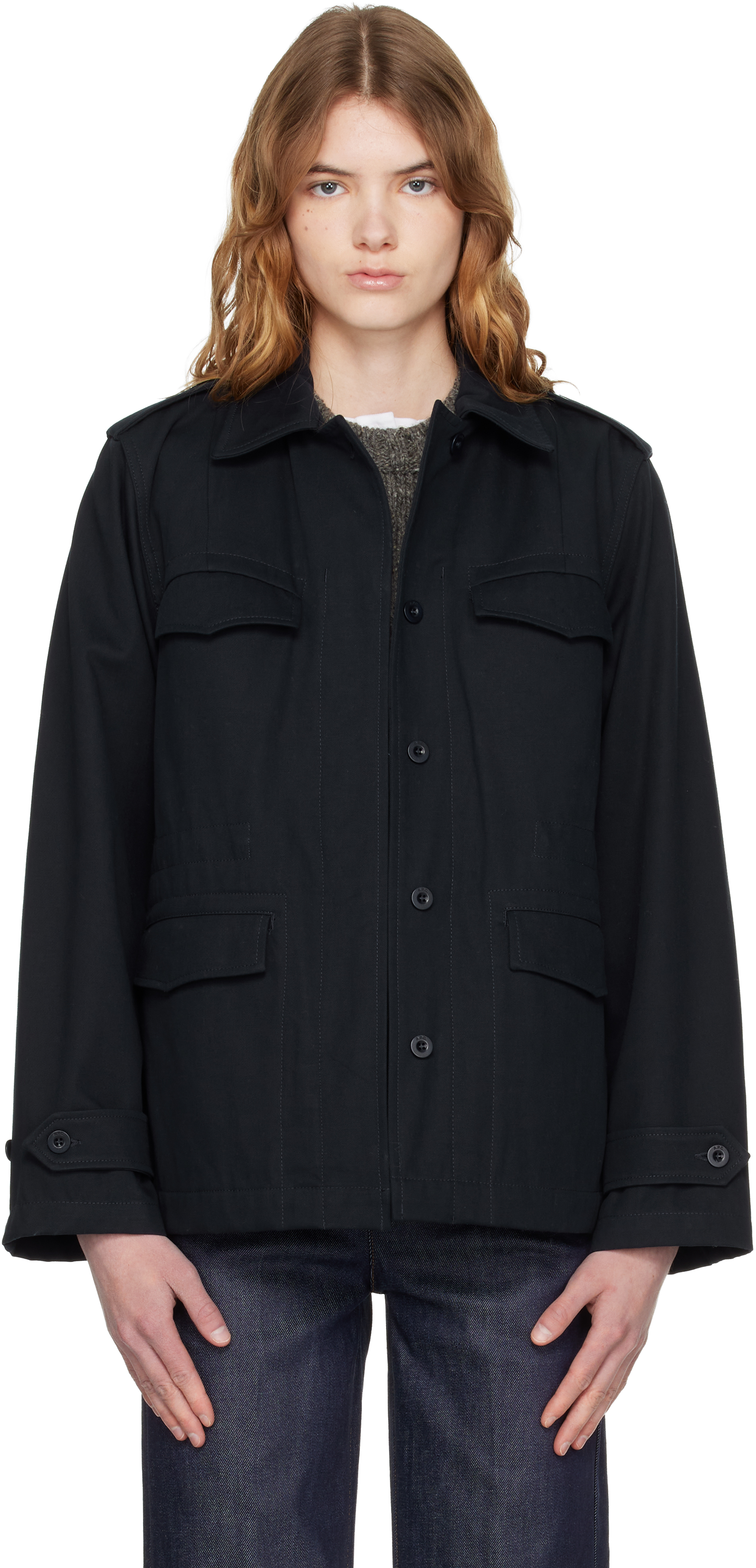 Navy Belted Jacket