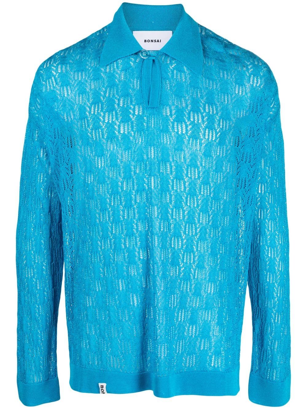Pointelle-knit polo shirt - Blue