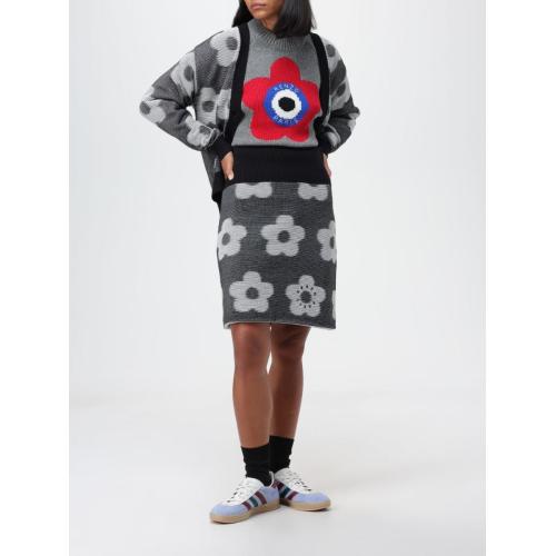 Jacquard flower-motif skirt - Black
