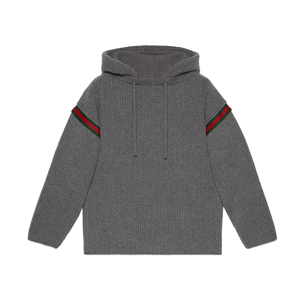 Ribbed Cashmere Wool Hoodie — Gray