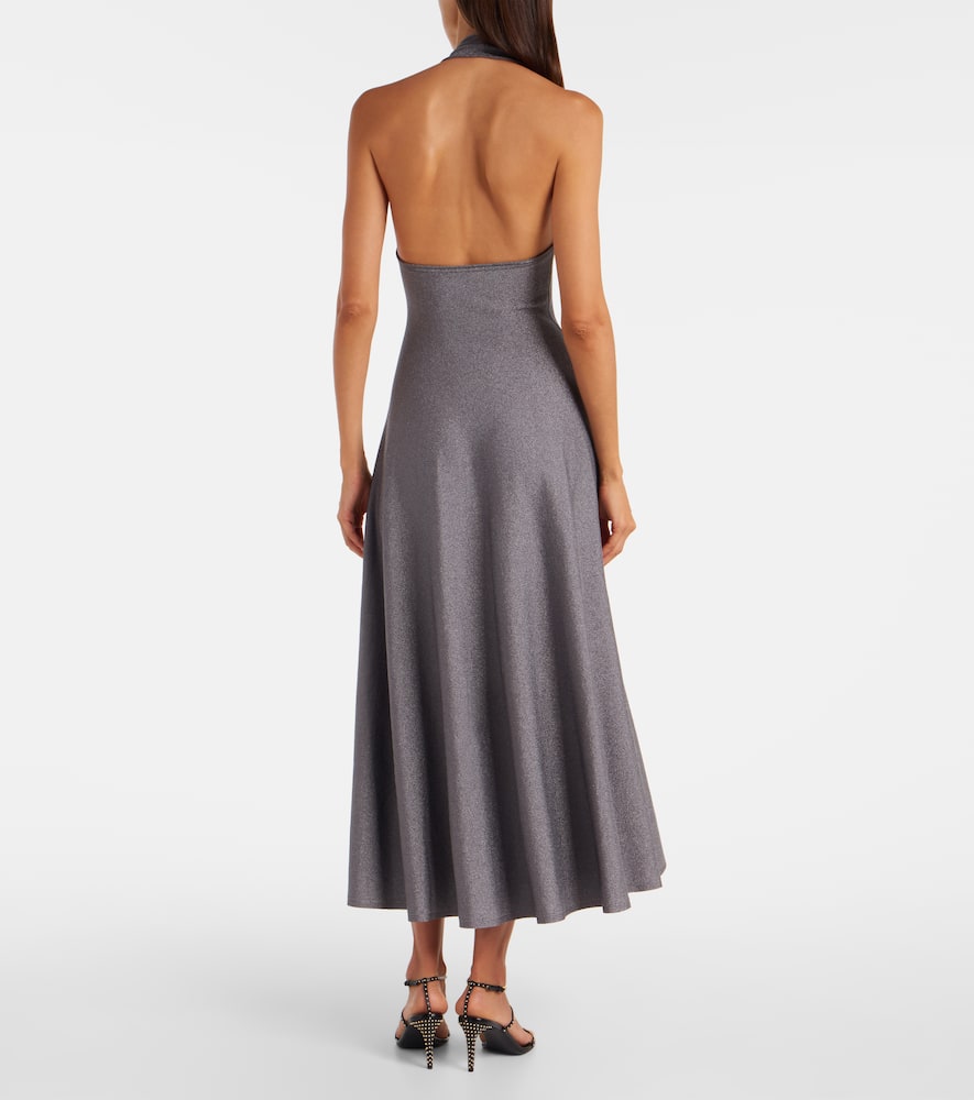 Melina halterneck lamé maxi dress