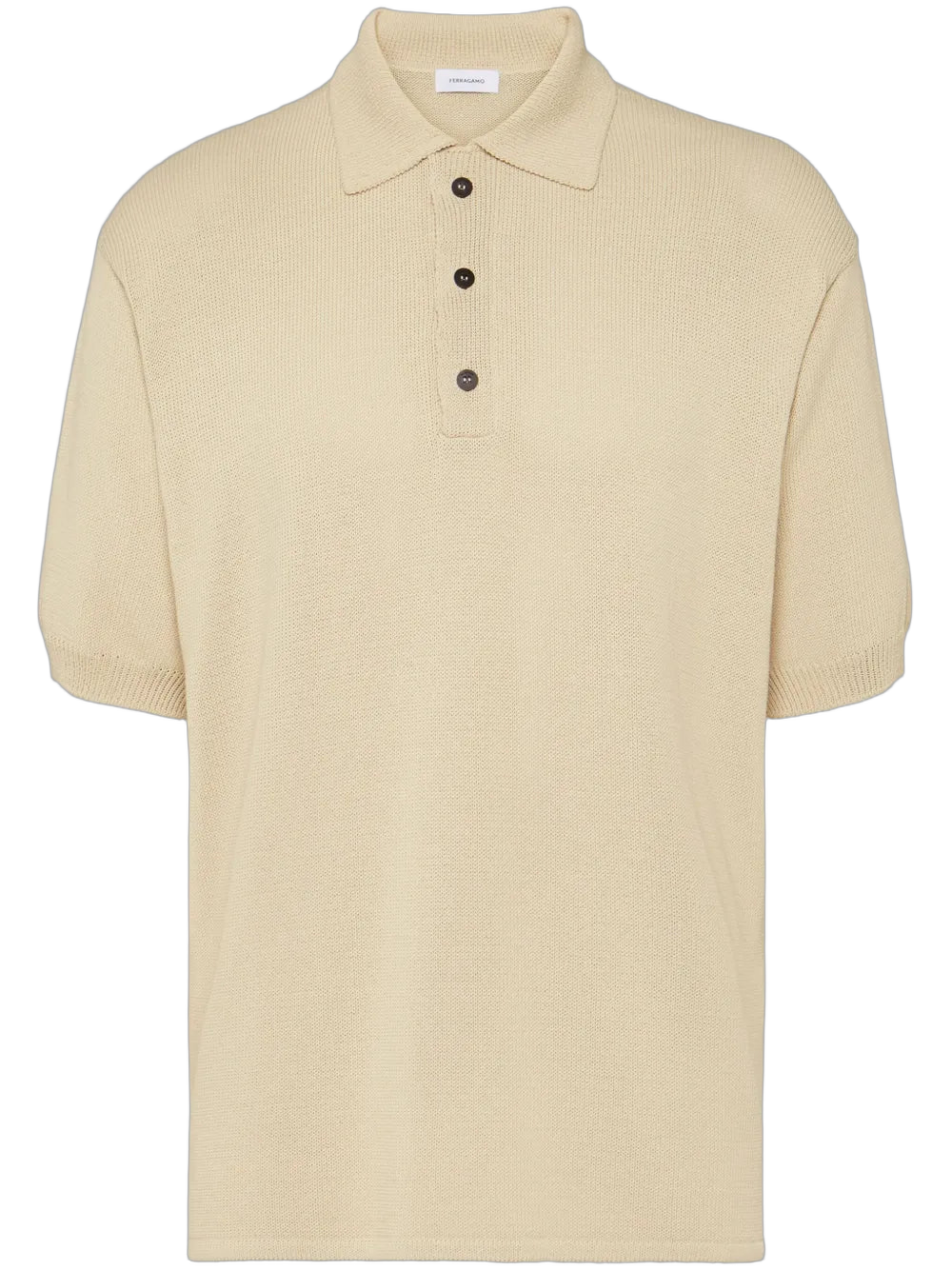 Logo-Plaque Knitted Polo Shirt — Beige