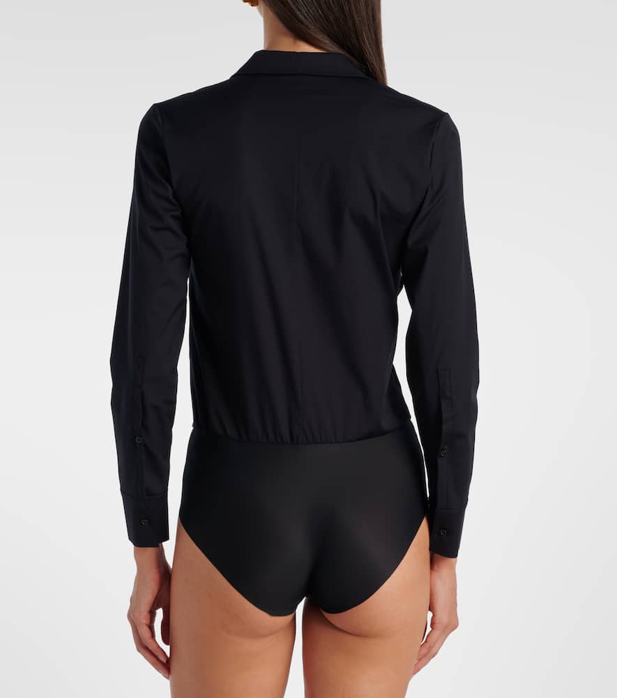 Cotton-blend poplin bodysuit