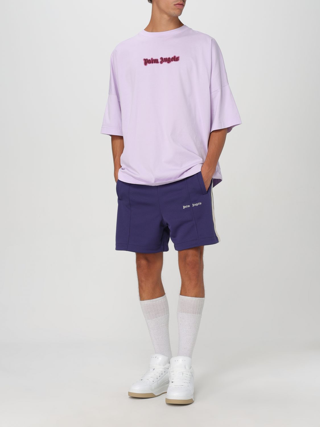 Drop-shoulder cotton T-shirt - Purple