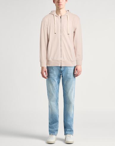 Man Sweatshirt Beige Size L Cotton, Elastane