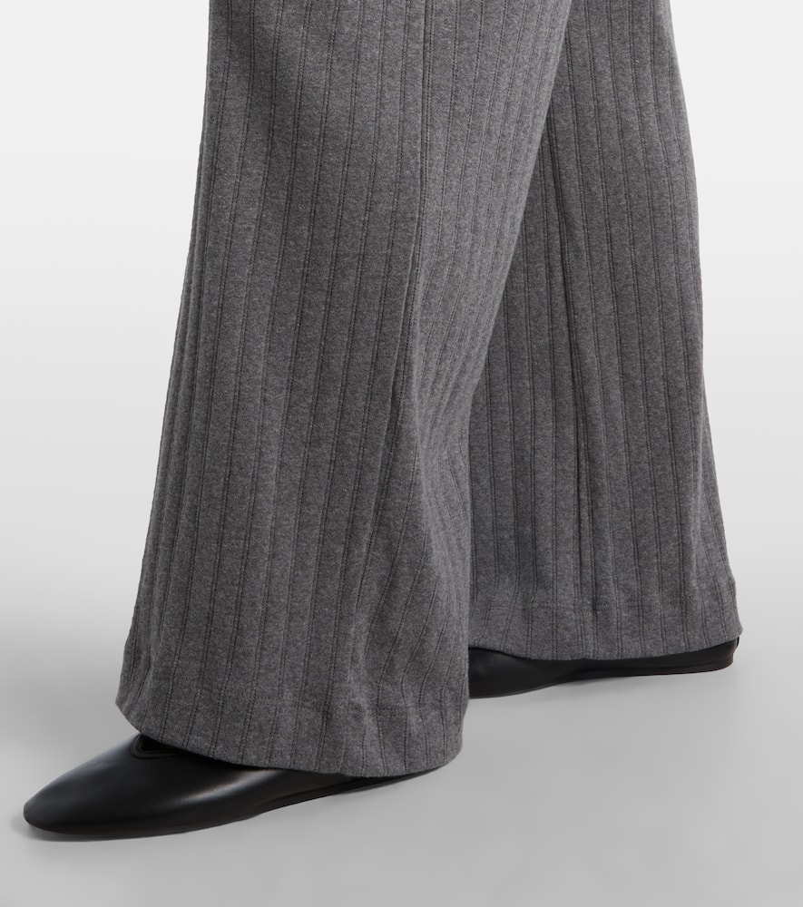 Pointelle cotton wide-leg pants