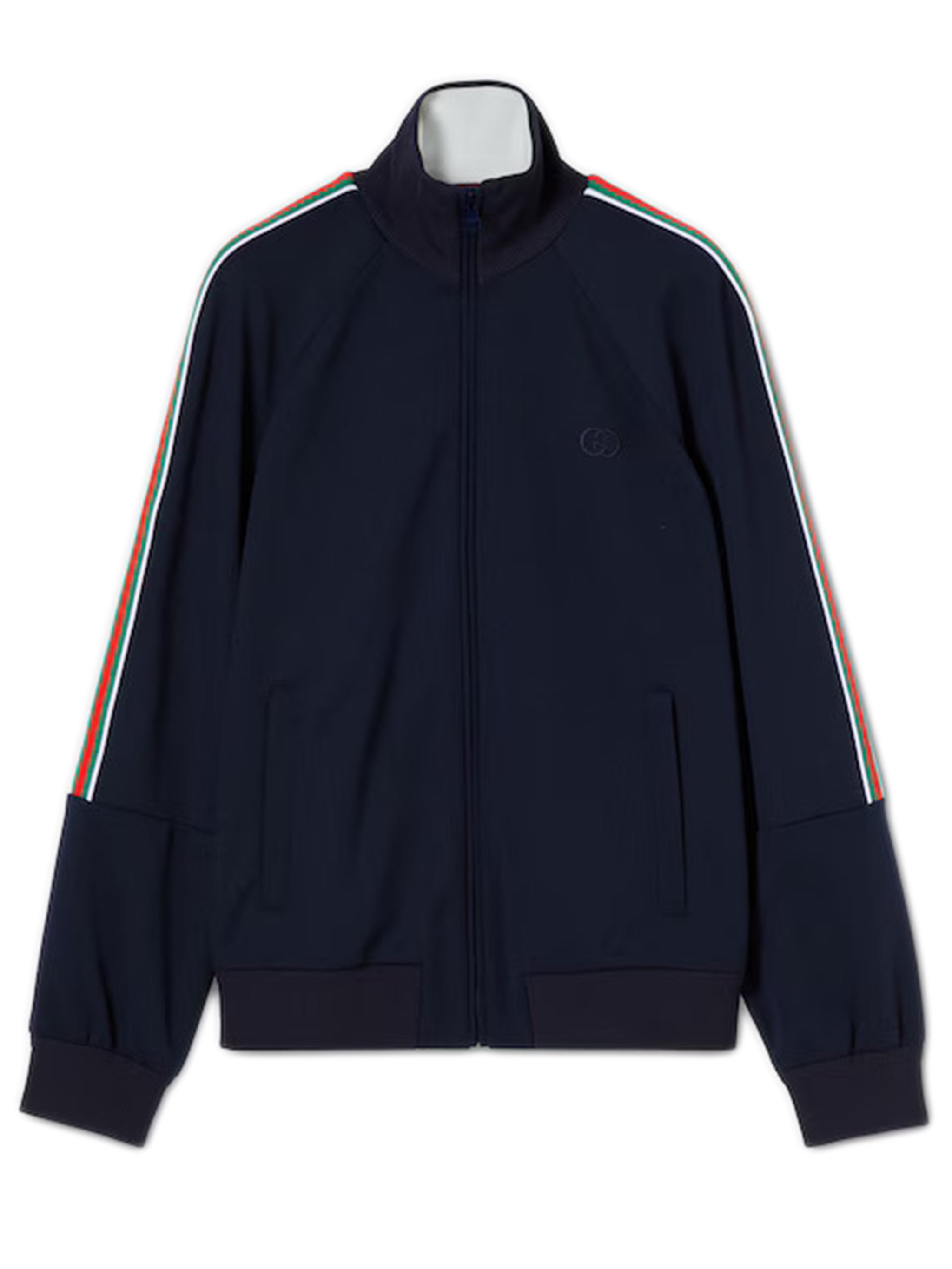 High Neck Technical Jacket with Ribbed Trim - Size S
