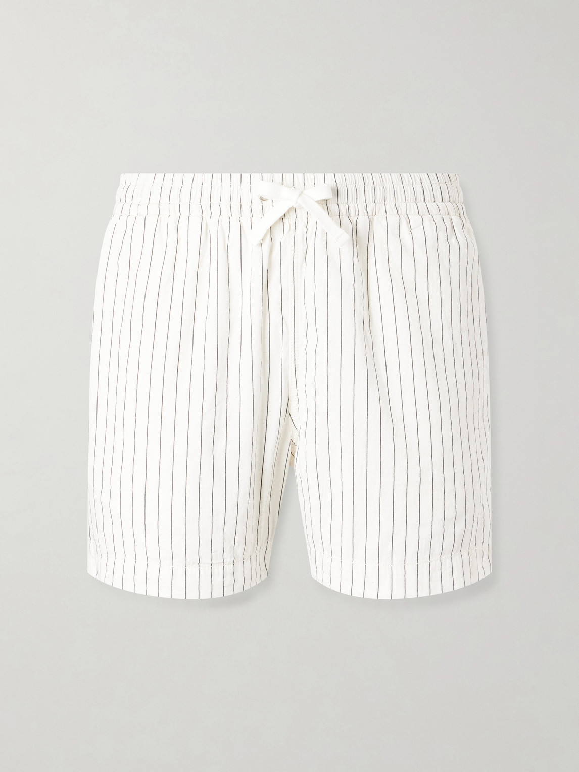 Straight-Leg Striped Cotton and Linen-Blend Drawstring Shorts