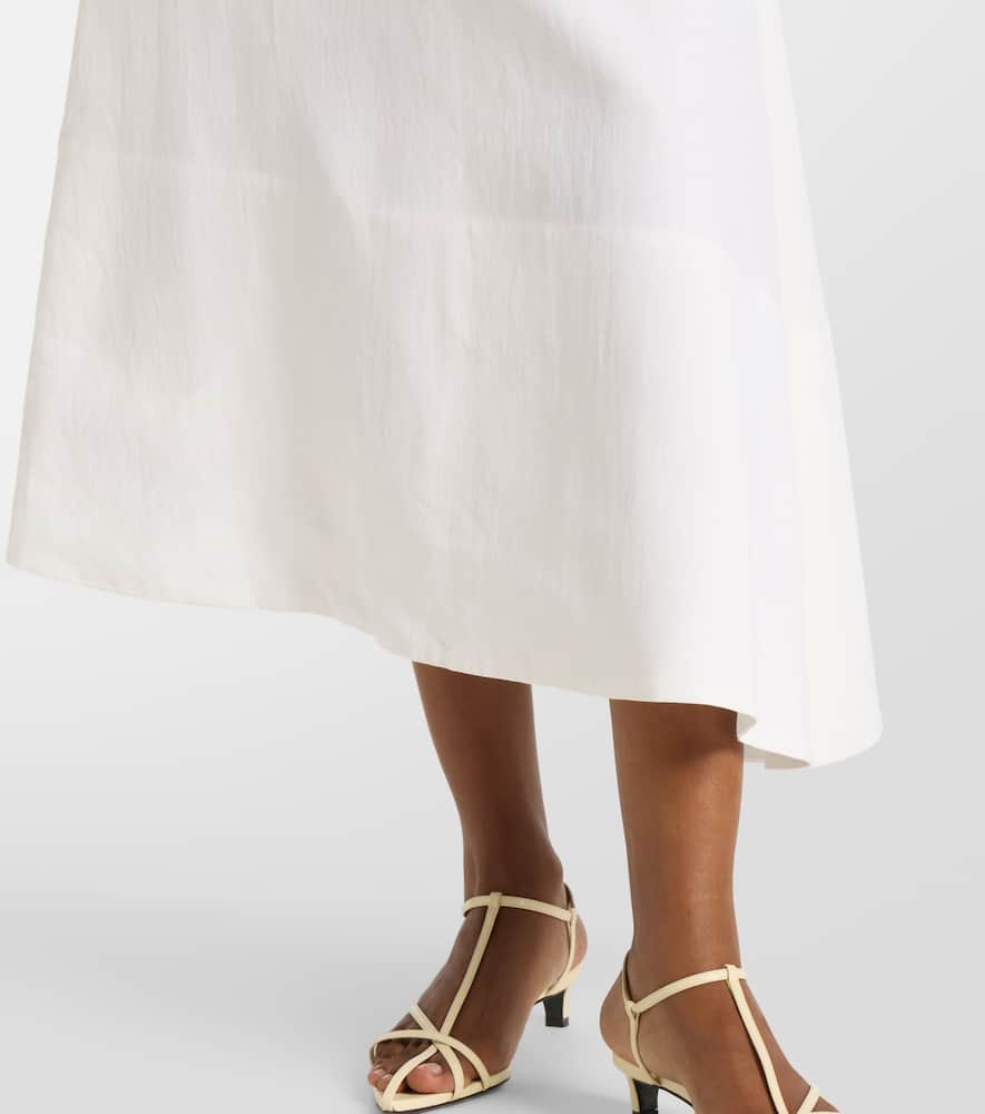 Asymmetric linen midi skirt