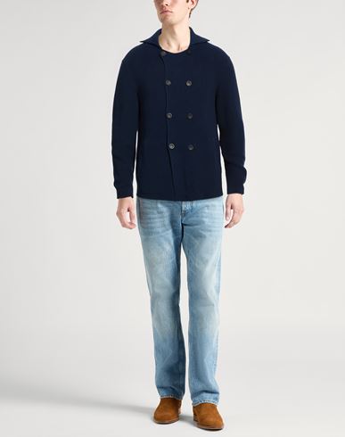 Man Cardigan Midnight blue Size 38 Cotton