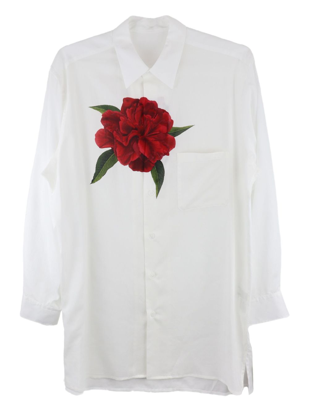 Y's rose-print shirt - White