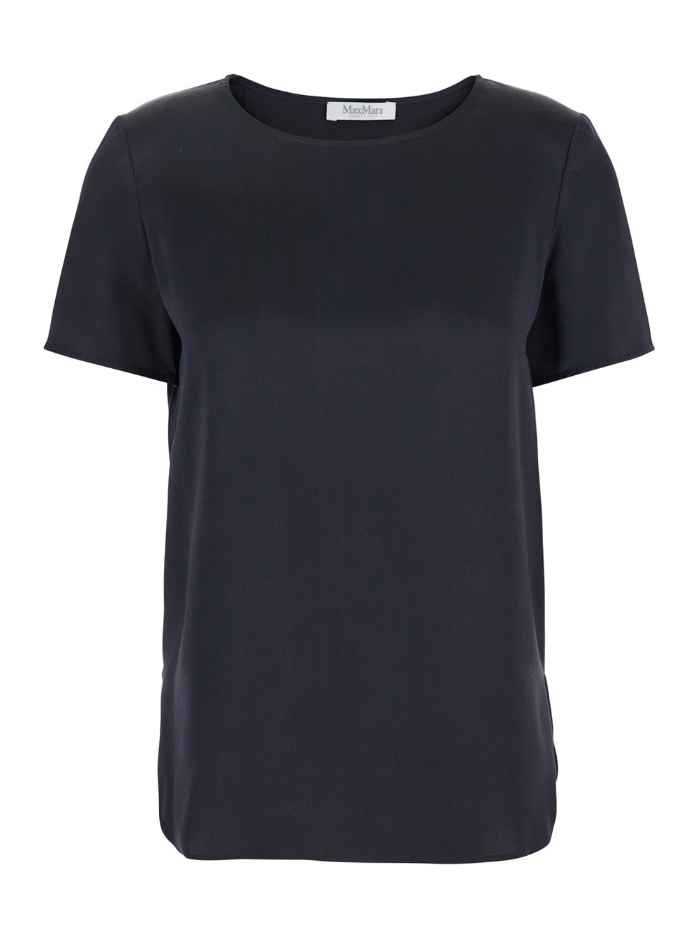 Silk Crewneck T-Shirt — Navy