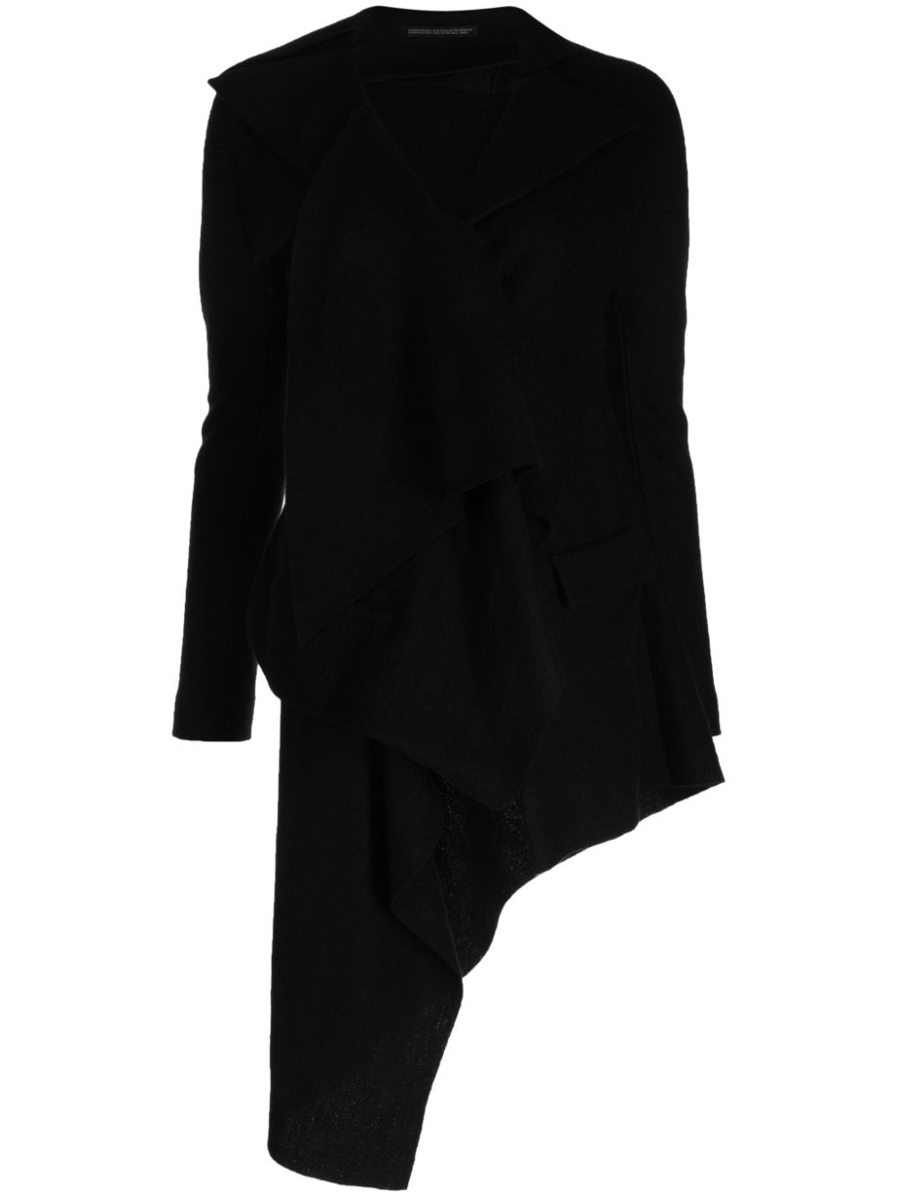 Asymmetric-hem wool coat - Black