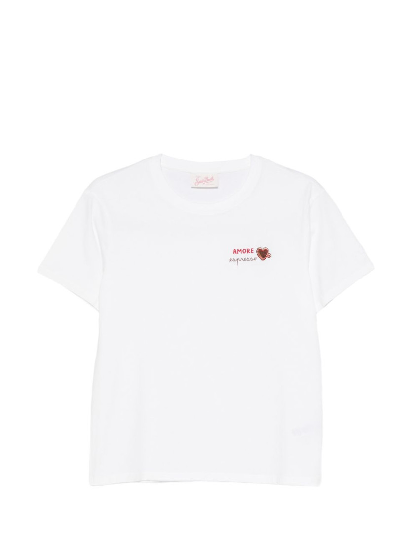 White Crew Neck Logo Print T-Shirt