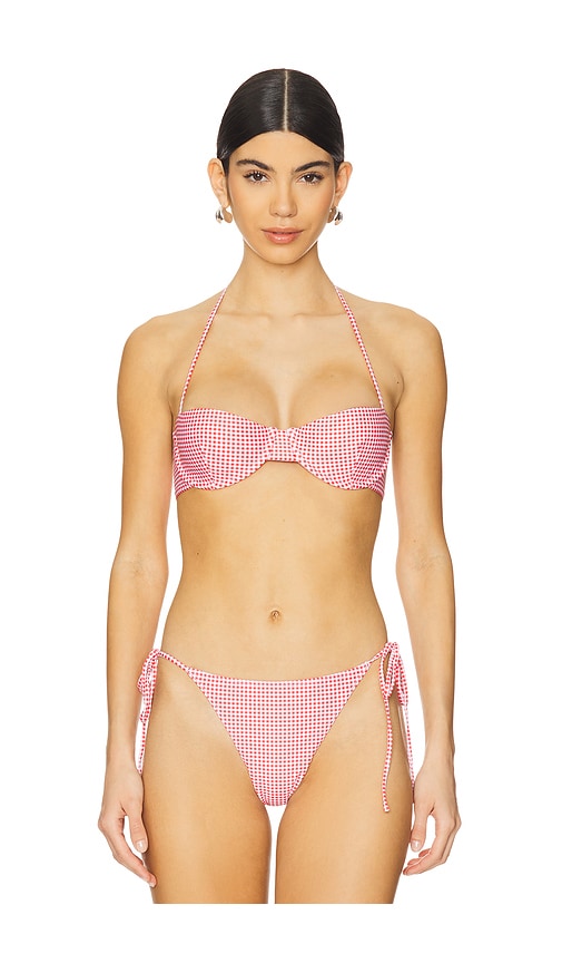 FAITHFULL THE BRAND Chessa Bikini Top in Red. -  M also in