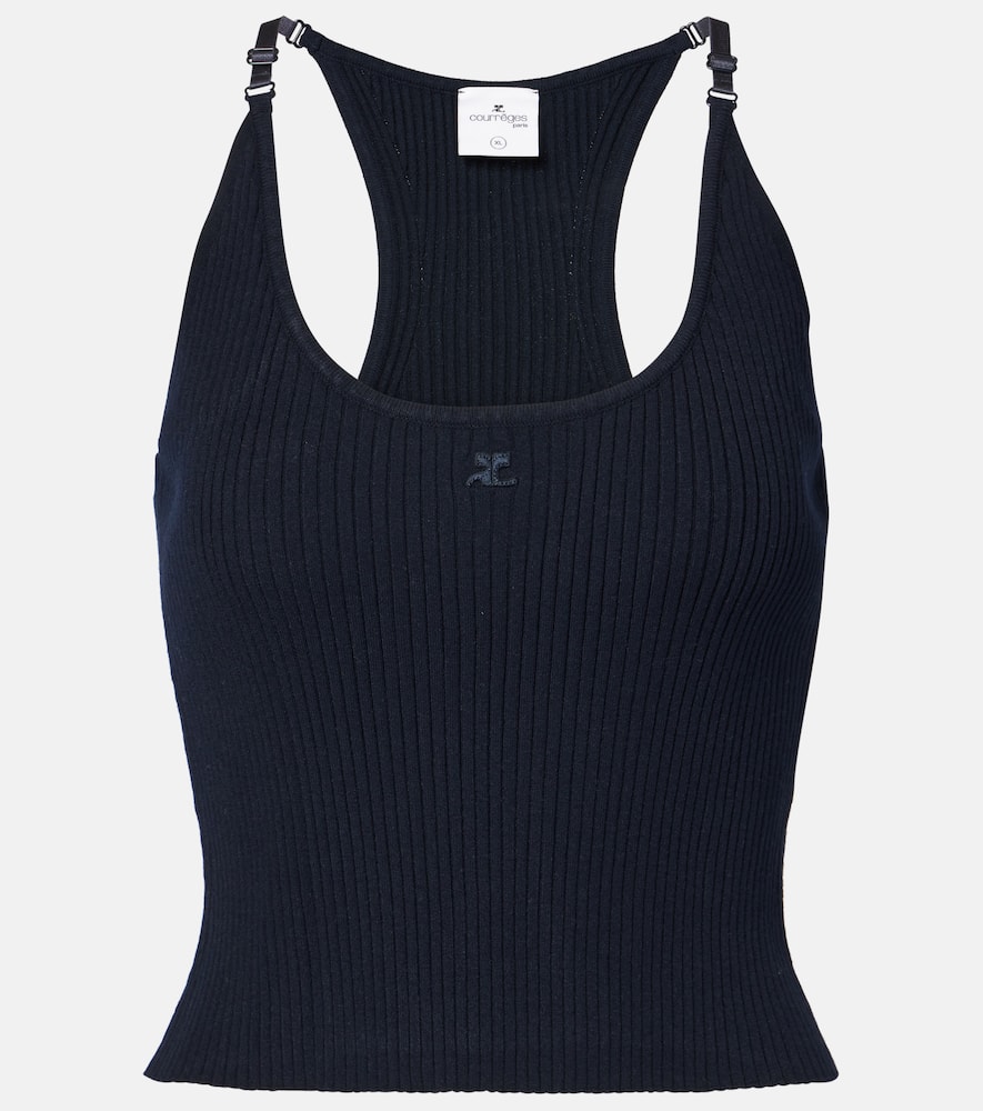 Courrèges Logo ribbed-knit tank top