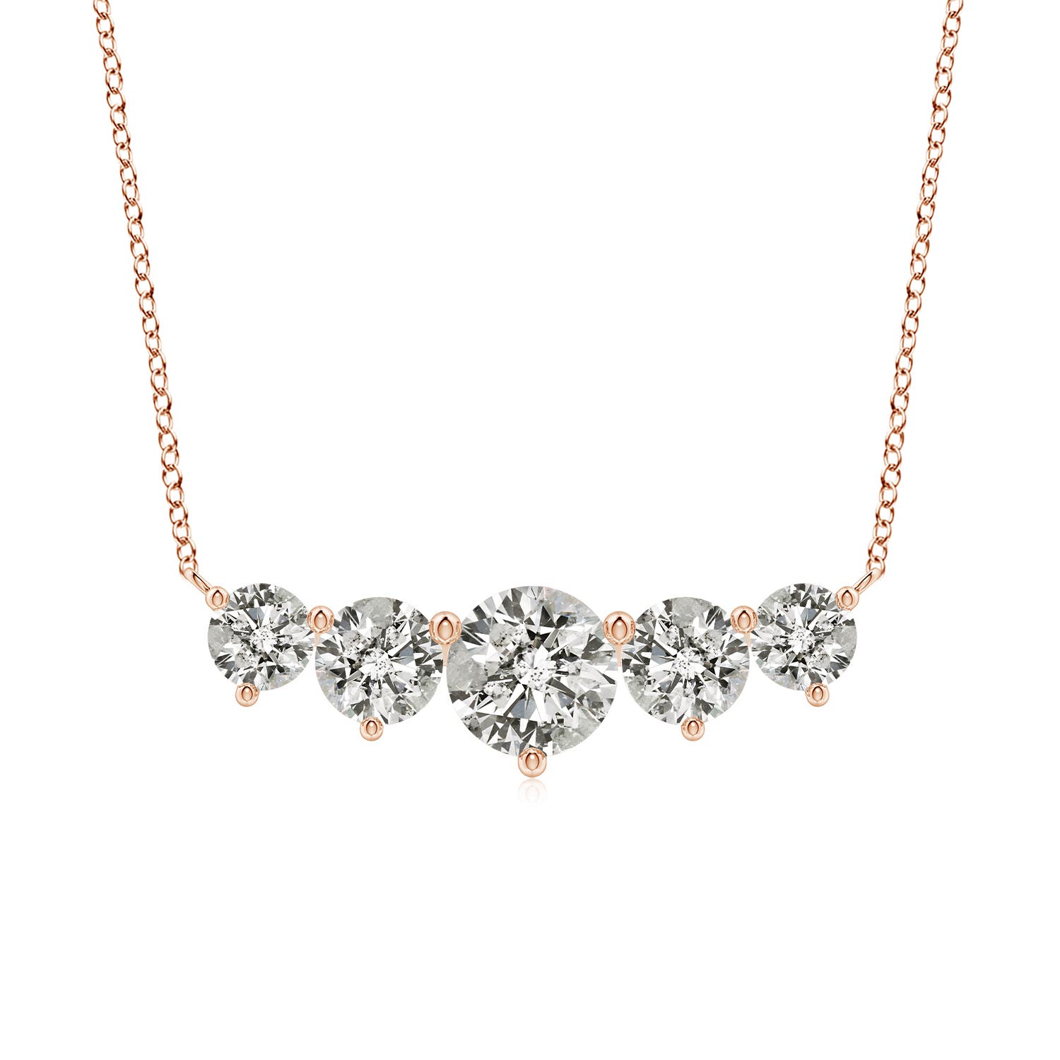 Angara 2.0 Carats Graduated Five Stone Round Diamond Necklace in 18K Rose Gold