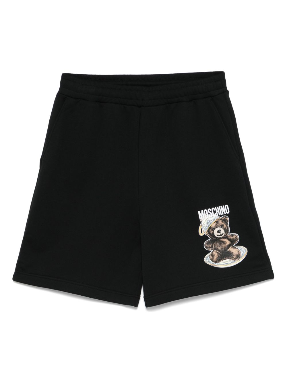 Bear-print track shorts - Black
