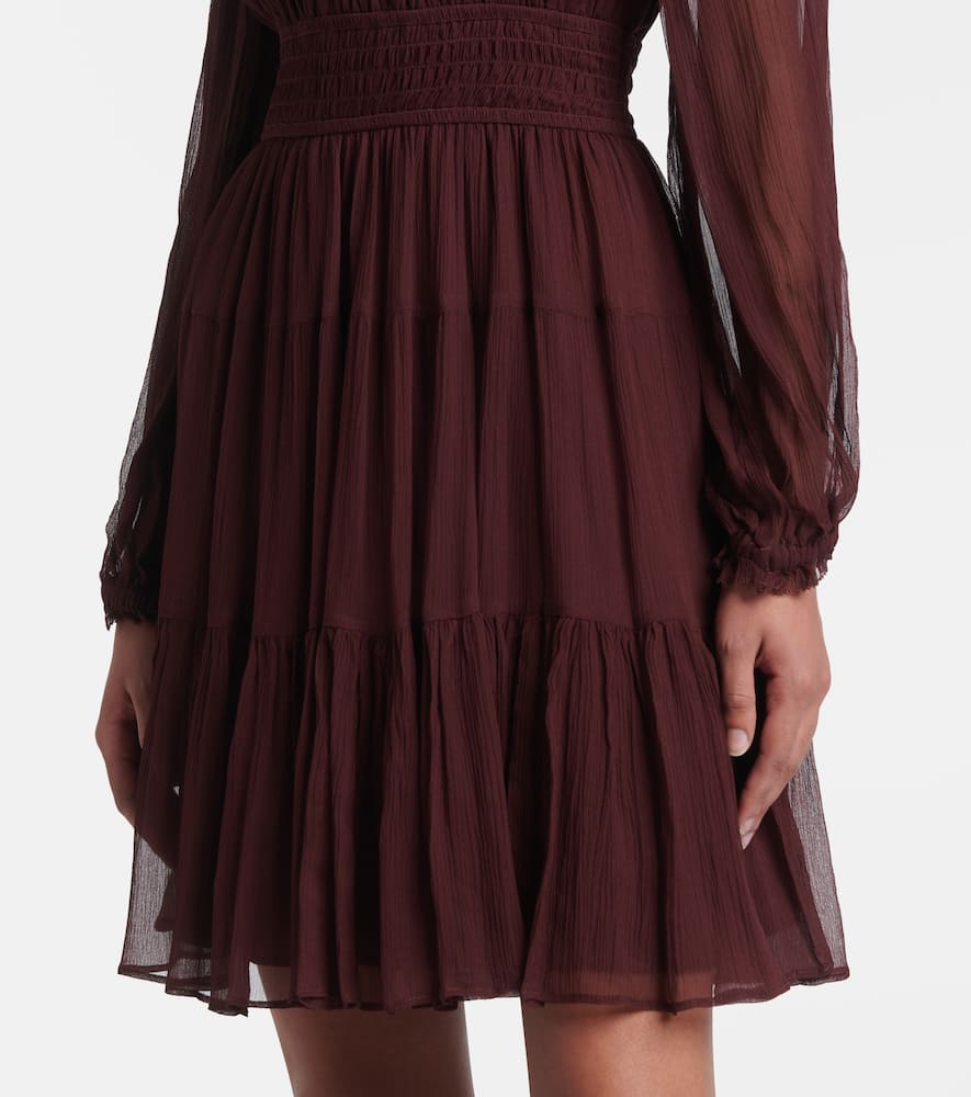 Ava tie-neck silk chiffon minidress