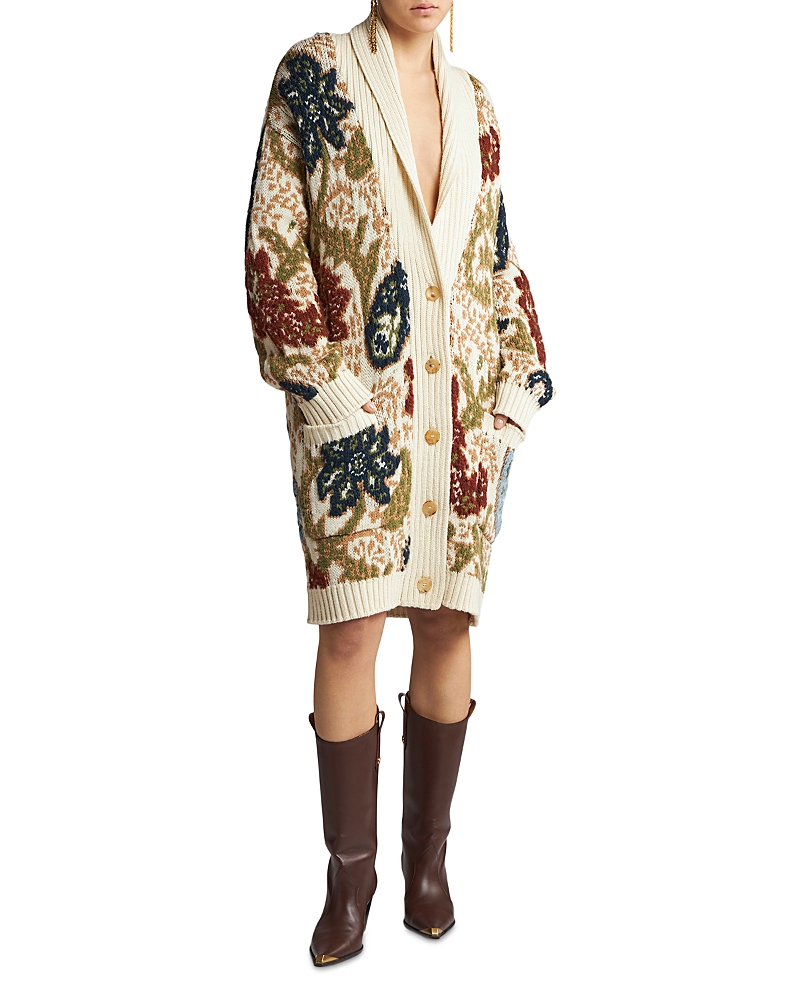 Paisley jacquard-knit cardigan - Neutrals