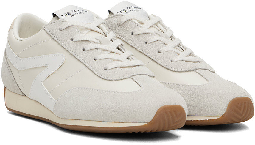 Rag & bone White Slim Suede Retro Runner Sneakers
