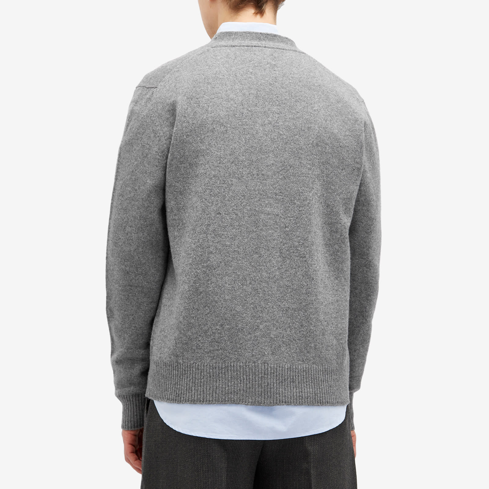 Men's Standard Lambswool Knit Cardigan in Grey Melange