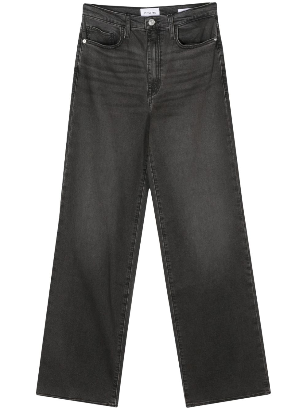 Whiskering-effect washed straight-leg jeans - Black