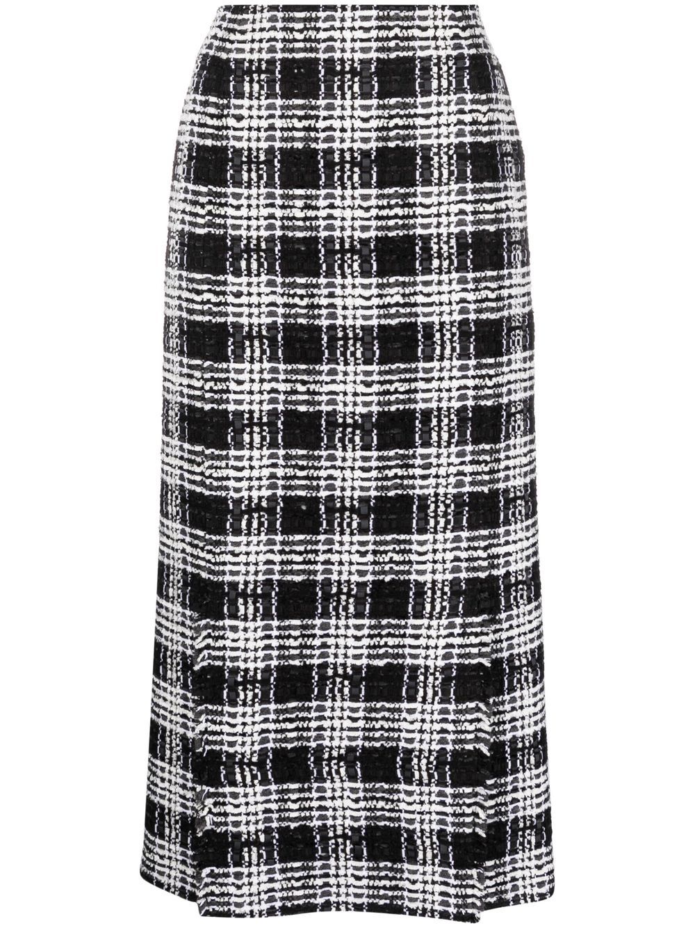 Check-pattern calf-length skirt - Black