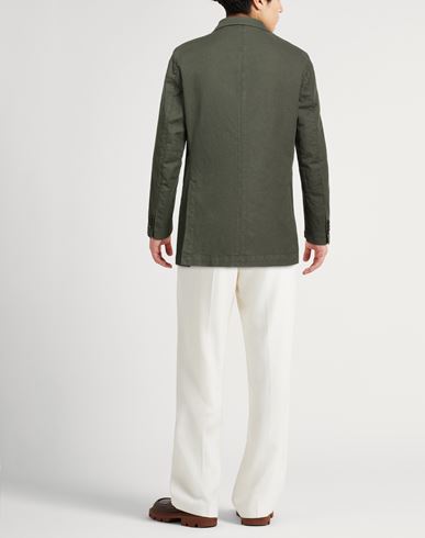 Man Blazer Dark green Size 42 Cotton, Linen, Lyocell, Elastane