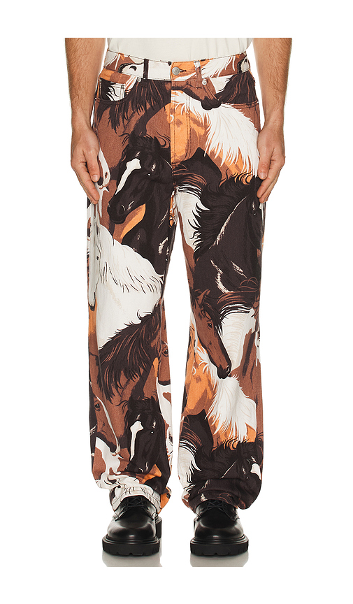 Obey Classic Baggy Printed Denim Pants in Brown Multi. 34 also , 31, 32