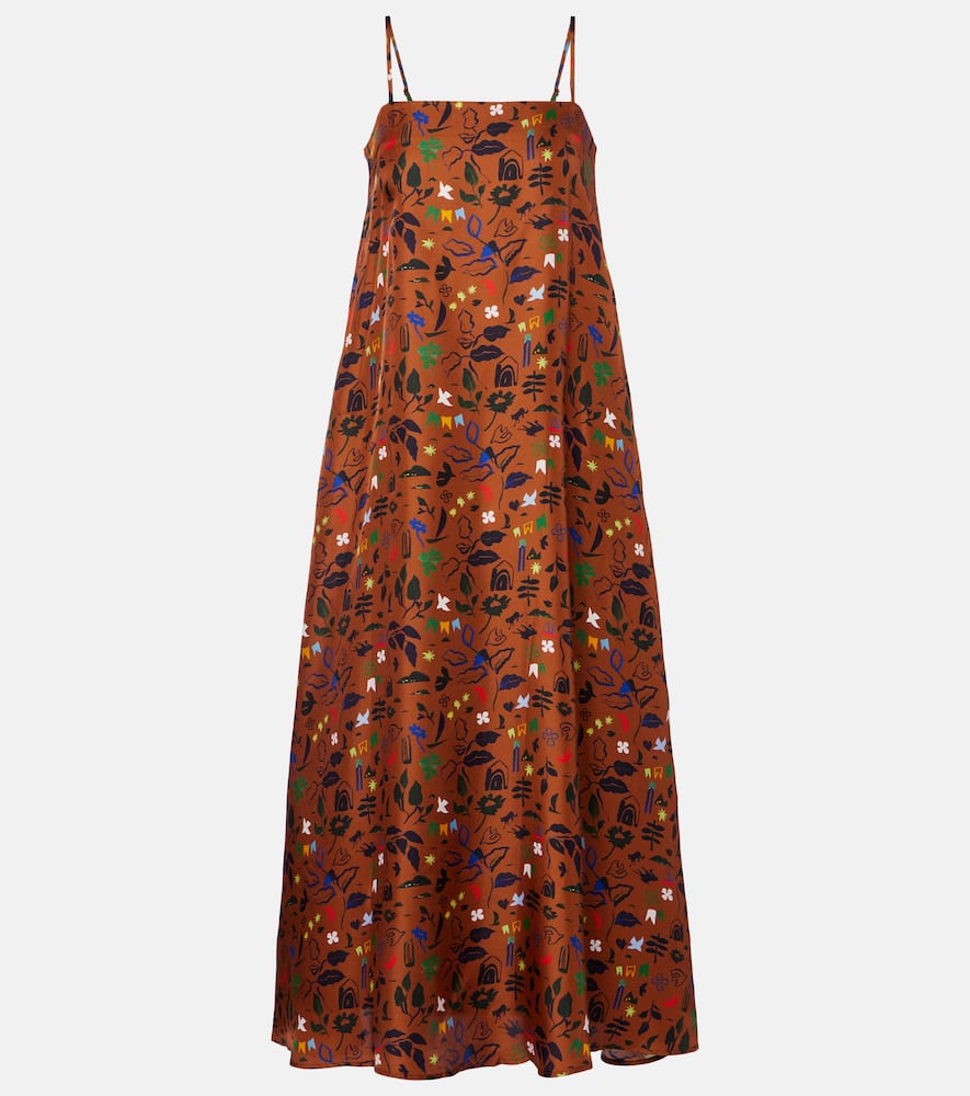 Melfi printed silk twill midi dress